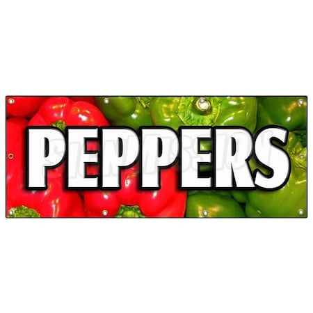 Signmission PEPPERS BANNER SIGN hot spicy sweet jalapeno green red yellow B-96 Peppers